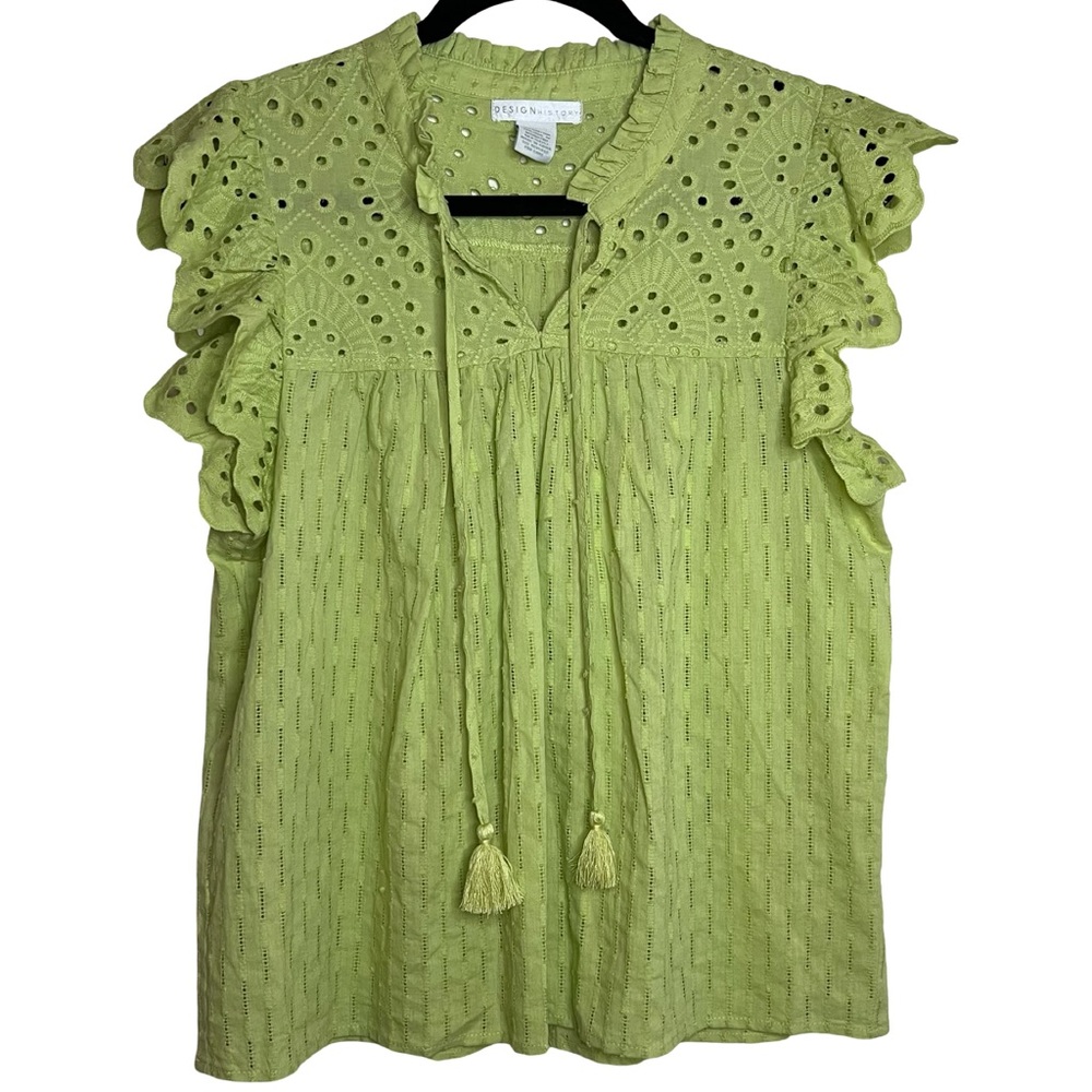 Green Eyelet Embroidered Top